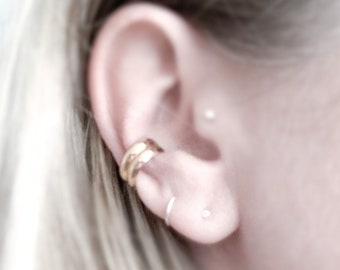 Twin Ear Cuff - double half round ear cuff, brass, light weight, faker cuff, conch cuff