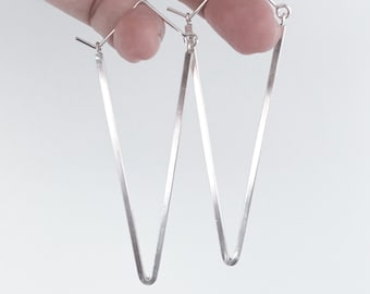 Widow's Peak Earrings - Size Large, v shaped hoop inspired statement earrings in brass, copper, or silver