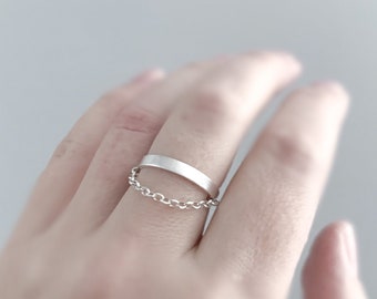 Serafina Ring in Sterling Silver - Pierced Chain Ring, Flat Ring, Stacking Ring, Stacking Chain Ring