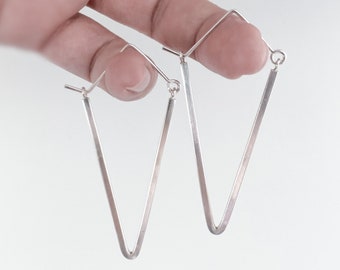 Widow's Peak Earrings - Size Small, v shaped hoop inspired statement earrings in brass, copper, or silver
