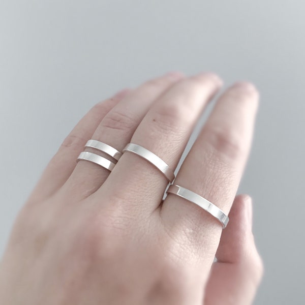 Flat Stack Rings in Sterling Silver, Flat Ring, Flat Stacking Ring, Flat Band