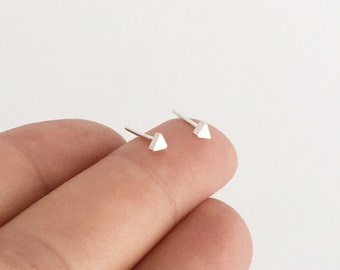 Yield Studs - miniature triangle silver stud earrings