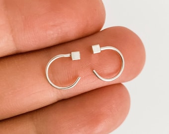 Quad Hoop Earring - Open Hoop Ear Hugger, Reverse Hoops