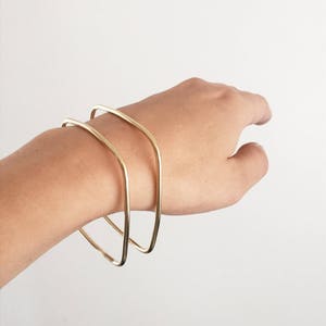 Bangle, Square Rounded Square Shaped Bangle Bracelet in Brass, Copper, or Silver image 7