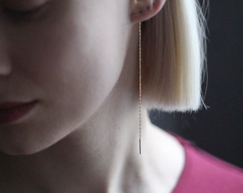 Threaders - Delicate Chain and Bar Earrings