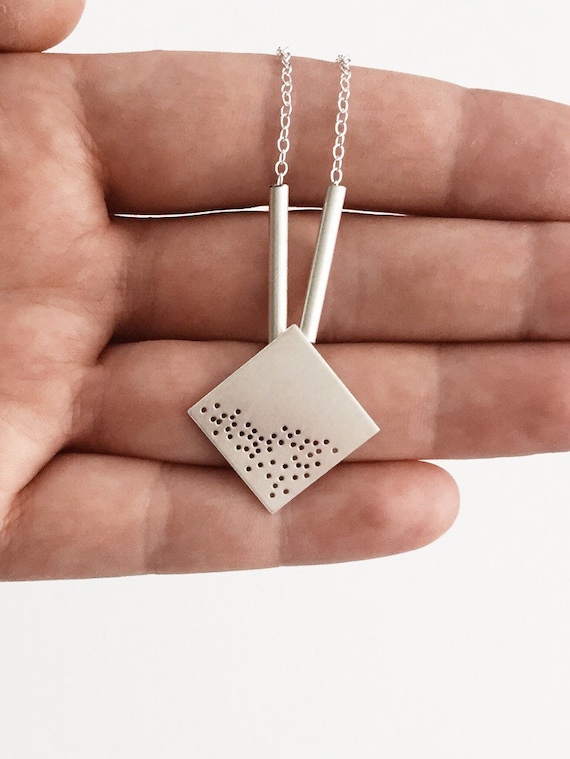 Square Shaped Sterling Silver Oxytocin Charm Necklace Oxytocin Necklace
