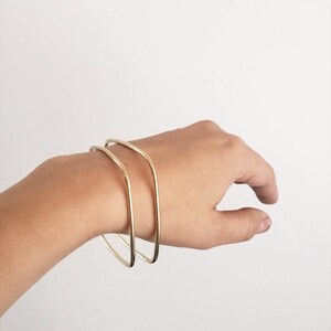 Bangle, Square Rounded Square Shaped Bangle Bracelet in Brass, Copper, or Silver image 5