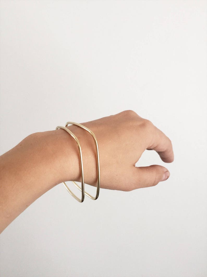 Bangle, Square Rounded Square Shaped Bangle Bracelet in Brass, Copper, or Silver image 5