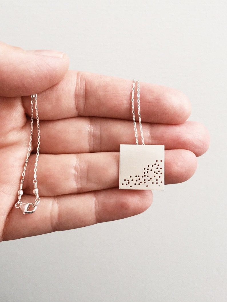 Square Shaped Sterling Silver Oxytocin Charm Necklace Oxytocin Necklace