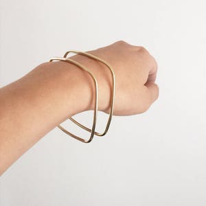 Bangle, Square Rounded Square Shaped Bangle Bracelet in Brass, Copper, or Silver image 2