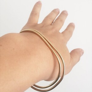 Bangle, Flattened Rounded Rectangular Bangle Bracelet in Brass, Copper, or Silver image 6