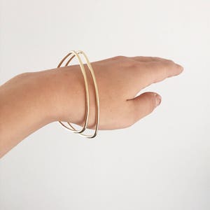 Bangle, Triangle - Rounded Triangular Bangle Bracelet in Brass, Copper, or Silver