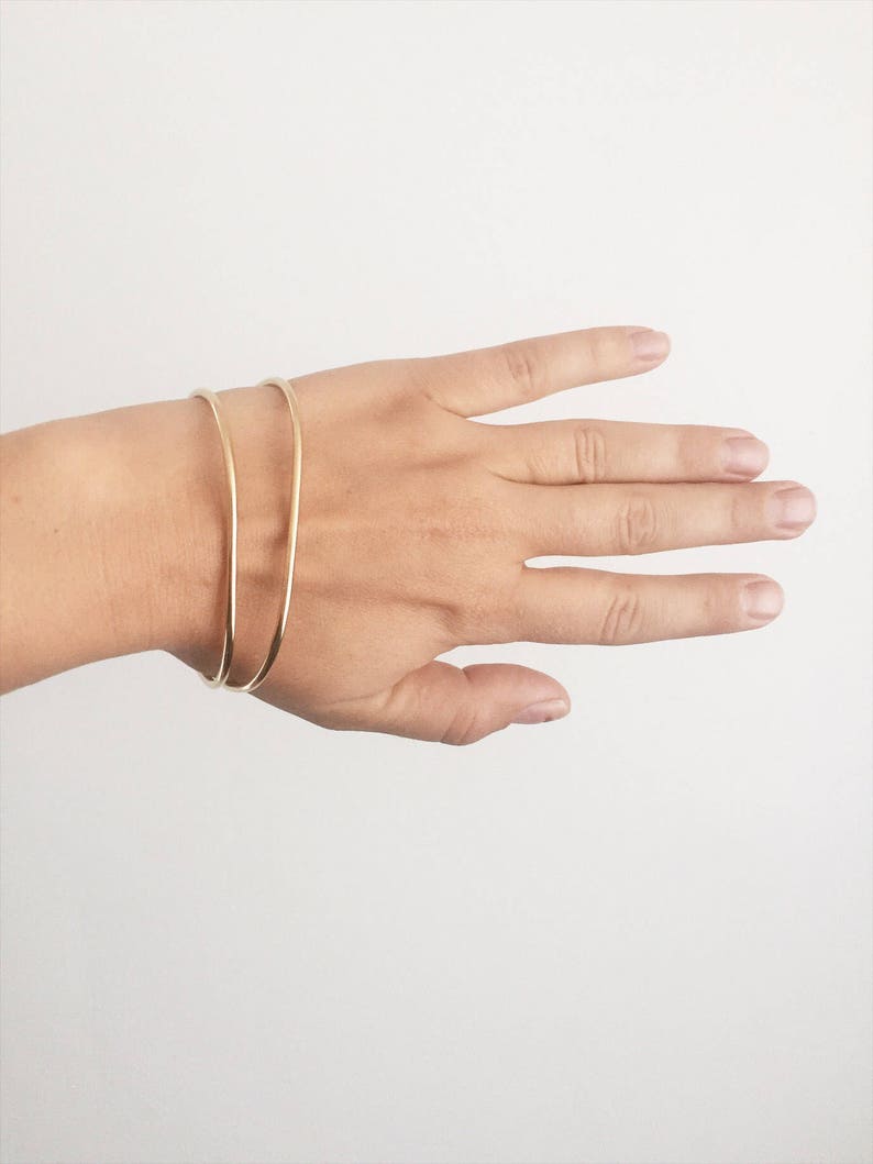 Bangle, Flattened Rounded Rectangular Bangle Bracelet in Brass, Copper, or Silver image 7