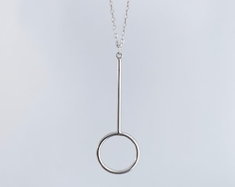 Yes Necklace - Magnifying Glass Inspired Sterling Silver Large Pendant Necklace