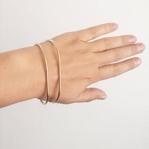 Bangle, Flattened Rounded Rectangular Bangle Bracelet in Brass, Copper, or Silver image 5