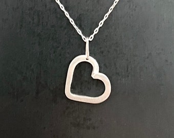 Heart Necklace, Valentines Gift For Her Jewelry, Open Heart, Vday Heart Charm, Galentines Gift, To My Valentine, Best Friend, Love Present