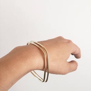 Bangle, Square Rounded Square Shaped Bangle Bracelet in Brass, Copper, or Silver image 8