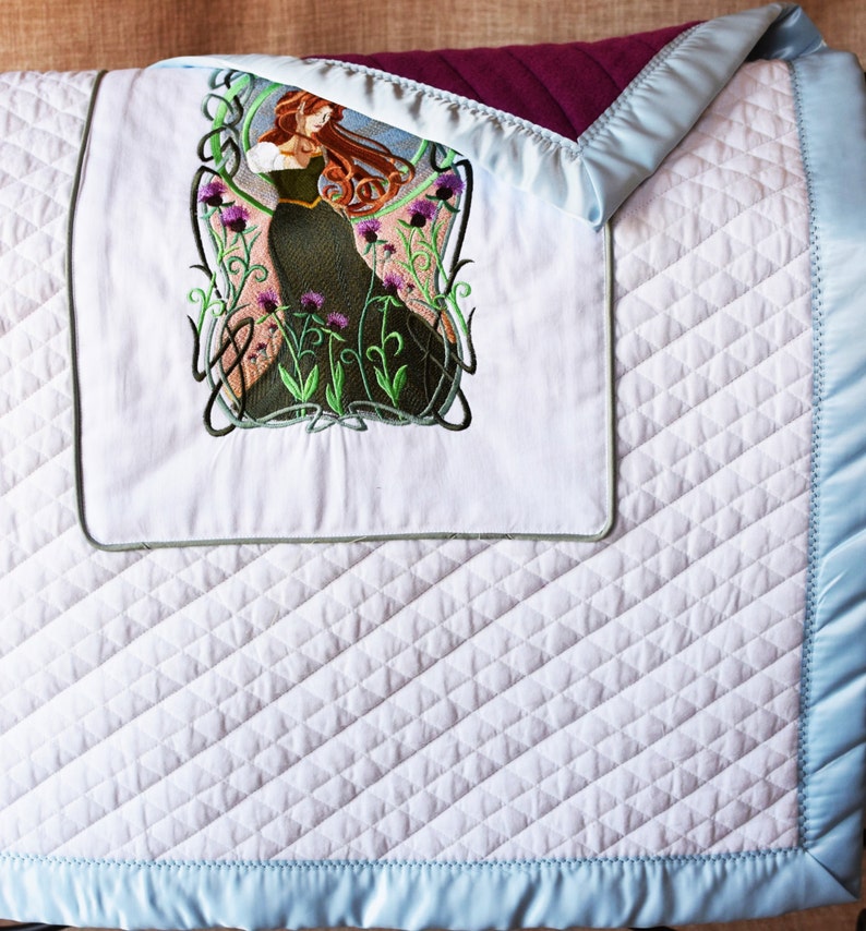 Crib/stroller Blanket Embroidered With Fair Celtic Maiden in Etsy