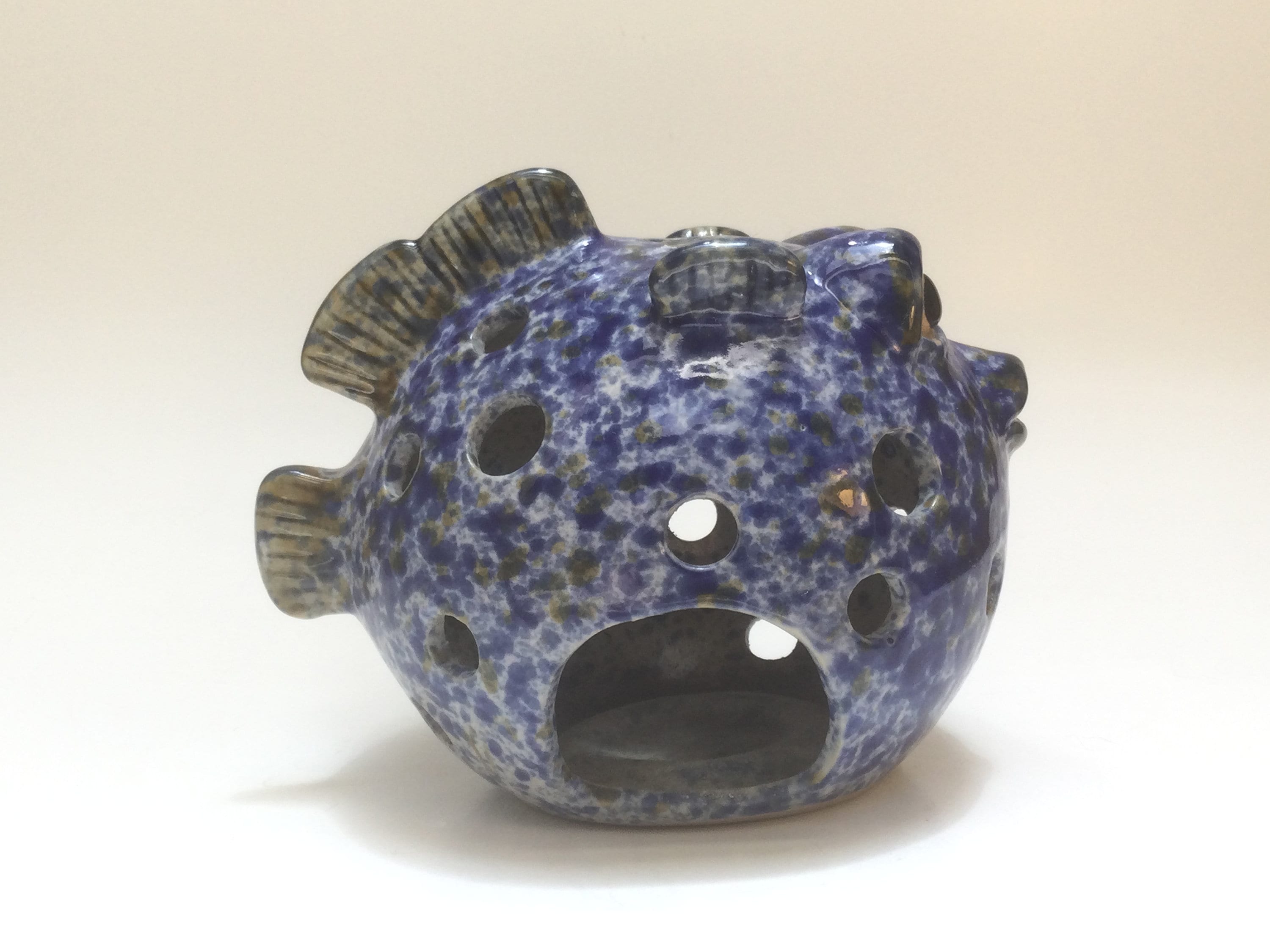Blue Ceramic Puffer Fish Tealight Candle Holder Etsy UK