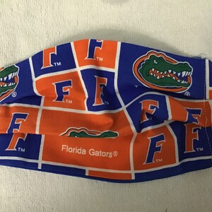 Florida Gators print mask with filter pocket, elastic and nose wire