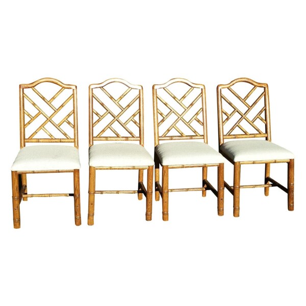 Chinese Chippendale Faux Bamboo Chairs Set of 4:ON HOLD For Maddie