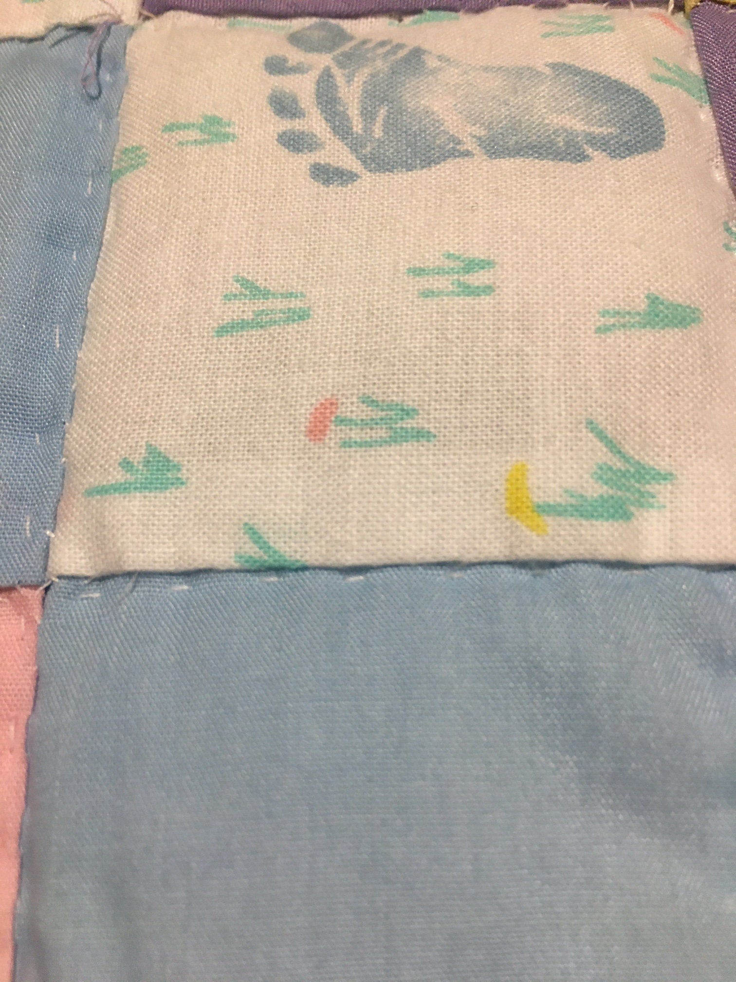 Footprints Quilt Small Size Boy or Girl Hand Pieced Hand Quilted New