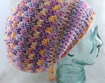 Pastel Roze, Lilac & Geel gehaakt Mandala Dreadlock Hat