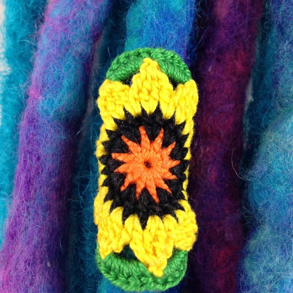 Sunflower Dreadlock bead, Crocheted Dread cuff/Dread sleeve, Loc accessory, Dreadlock ornament