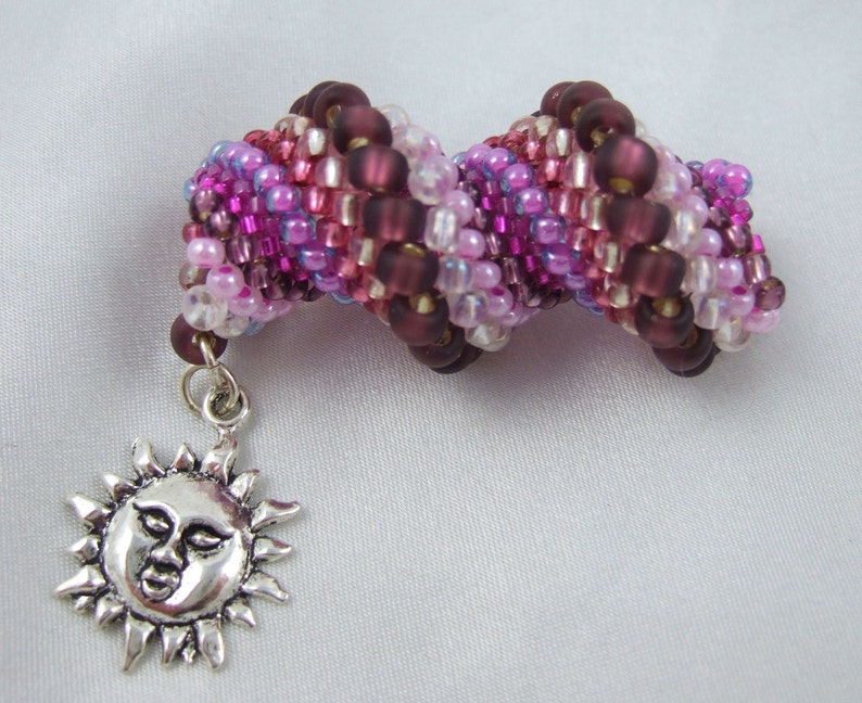 Pink /& Purple Cellini Spiral Dreadlock Bead with Sun Charm