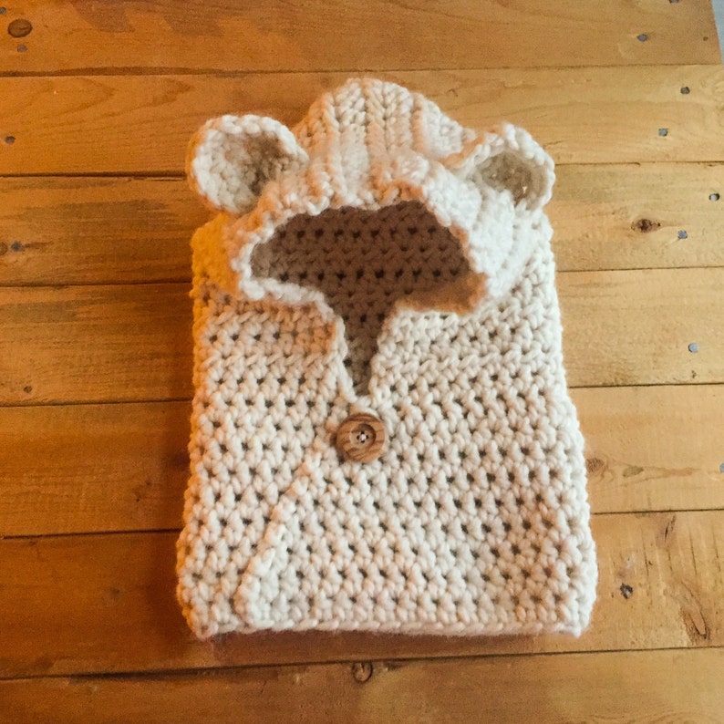 Crochet Hooded Bear Cowl; Infant to Adult; Winter Cowl; Chunky cowl; made to order custom made; infant, baby, toddler, child, teen/adult 