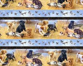 Faithful Friends Duck Hunting Border Stripe Fabric DP22735-30 from Northcott by the yard