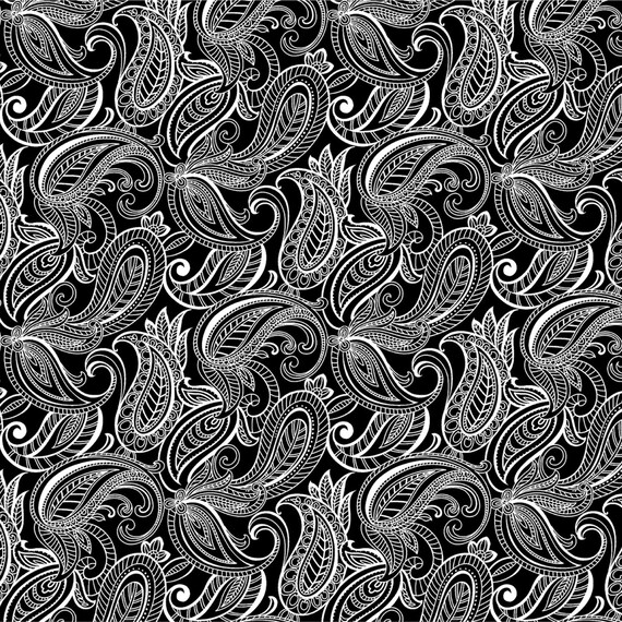 Night & Day Paisley Black/white Fabric 10402-90 From Kanvas by | Etsy