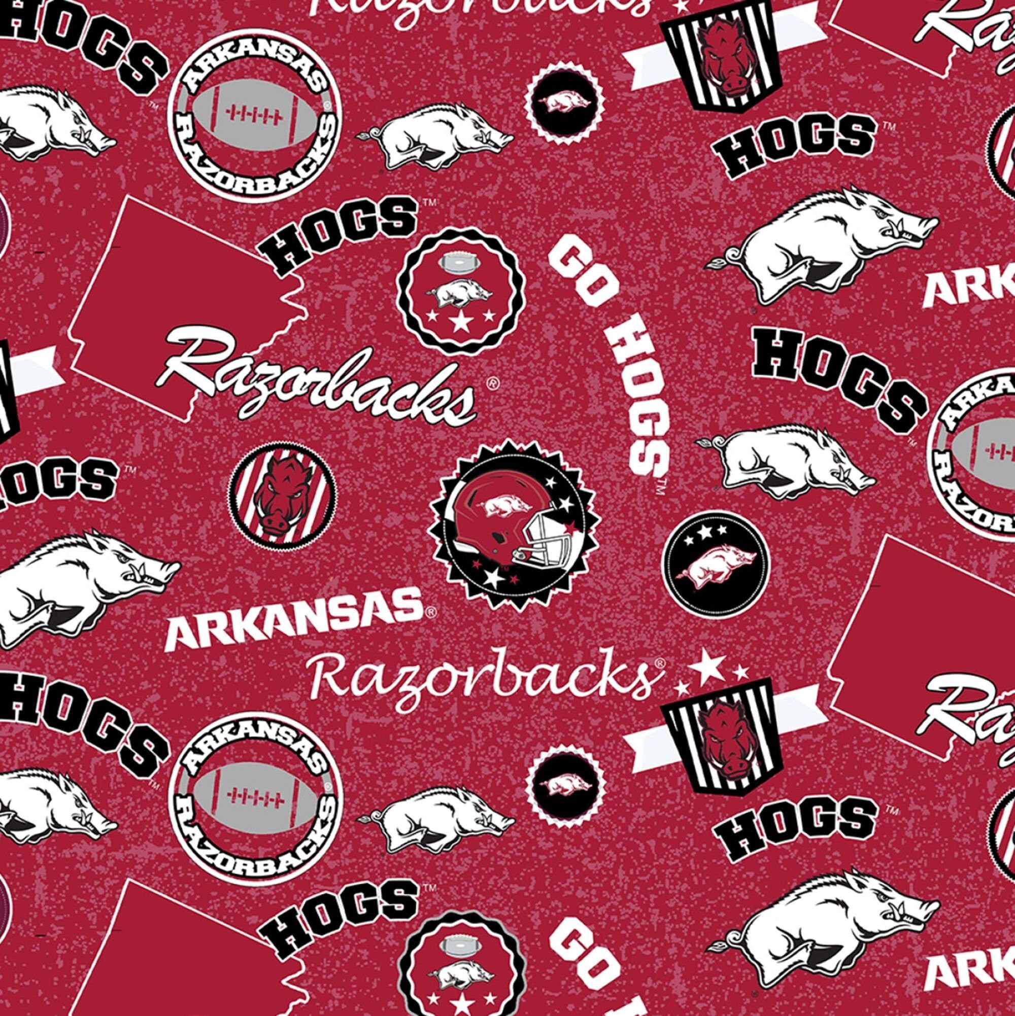 Arkansas Razorback Home State Fabric from Sykel by the yard Etsy