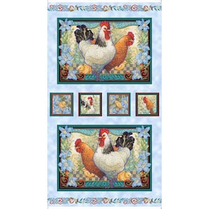 Country Roosters 24&quot; x 44&quot; Panel 29024B from Quilting Treasures by the panel