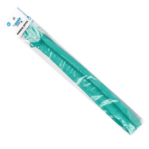 May include: A teal handbag zipper, packaged in a clear plastic bag with a white label that reads "by annie.com HANDBAG ZIPPER".