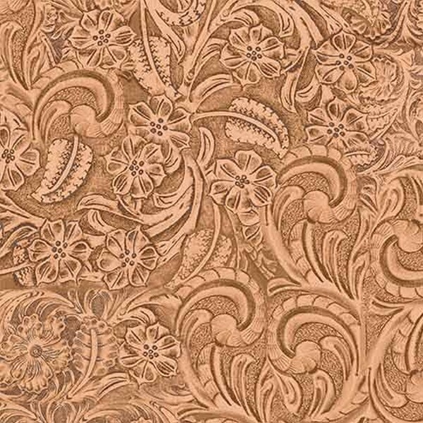 Big Sky Country Tooled Leather Cotton Fabric CX11306-CRML-D from Michael Miller by the yard