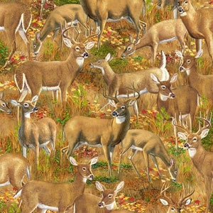 Forest Light Packed Deer Fabric 10155-827 from Wilmington by the yard
