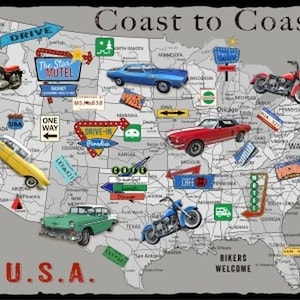 Coast to Coast US Map 24&quot; x 44&quot; Panel B9198P-90 from Blank by the panel