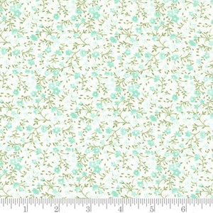 Lighthearted Meadow Cream Aqua Fabric 55297 21 by Camille Roskelley from Moda by the yard