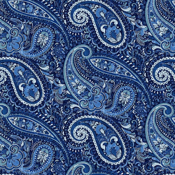 Shelby Navy 108 Wideback Paisley Fabric 1738-77 from | Etsy