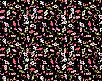 Not Scary Gooey Sweets Black NT26513 from Poppie Cotton by the yard