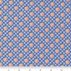 Peachy Keen Peaches Novelty Cobalt 29171 16 by Corey Yoder from Moda by the yard