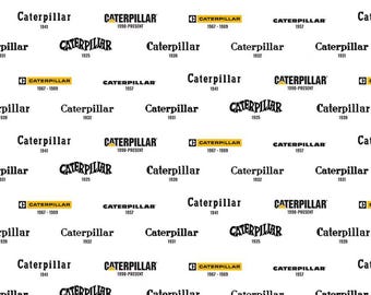 Caterpillar® 100 Years collection Vintage Logos C16724-WHITE from Riley Blake by the yard