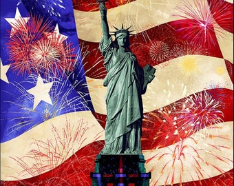Lady Of Liberty 24" x 44" Panel CD2090-Multi from Timeless Treasures by the panel
