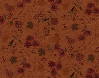 Blessings Of Home Pumpkin Floral Fabric 2684-35 from Henry Glass by the yard