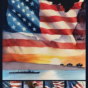 Letters From Home Flag 36&quot; x 43&quot; Panel PD15616-PANEL from Riley Blake by the panel
