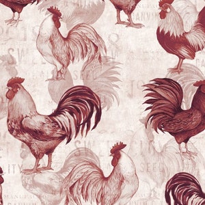Proud Rooster All Over Ivory/Red Quilt Fabric 3023-39766-133 from Wilmington by the yard