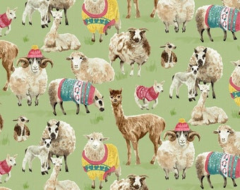 Knit N' Purl Llama and Sheep Fabric 51605-X from Windham by the yard