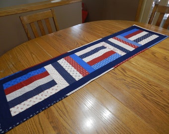 Patriotic table runner, Americana table runner, July 4th table mat, Holiday table runner, red white and blue decor, Item 467