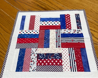 Patriotic Table Topper, Patriotic Wall Hanging, Americana Table Topper, Red, White and Blue Table Topper, Patriotic candle mat  Item #114